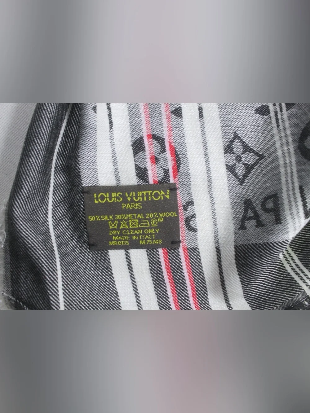 Authentic Louis Vuitton Shawl Stole 50% Silk 20% Wool Wrap Used